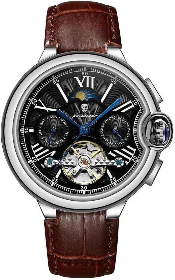 Fashion Men's Tourbillon Watches Automatic Mechanical Wrist Watch Multifunctional Waterproof Sport Male Clock Men Casual Business Watch