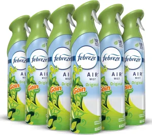 Febreze Air Mist Air Freshener Spray, Odor-Fighting Room Spray, Air Fresheners for Home and Bathroom and Kitchen, Aerosol Can, Gain Original Scent, 8.8oz, 6 Count