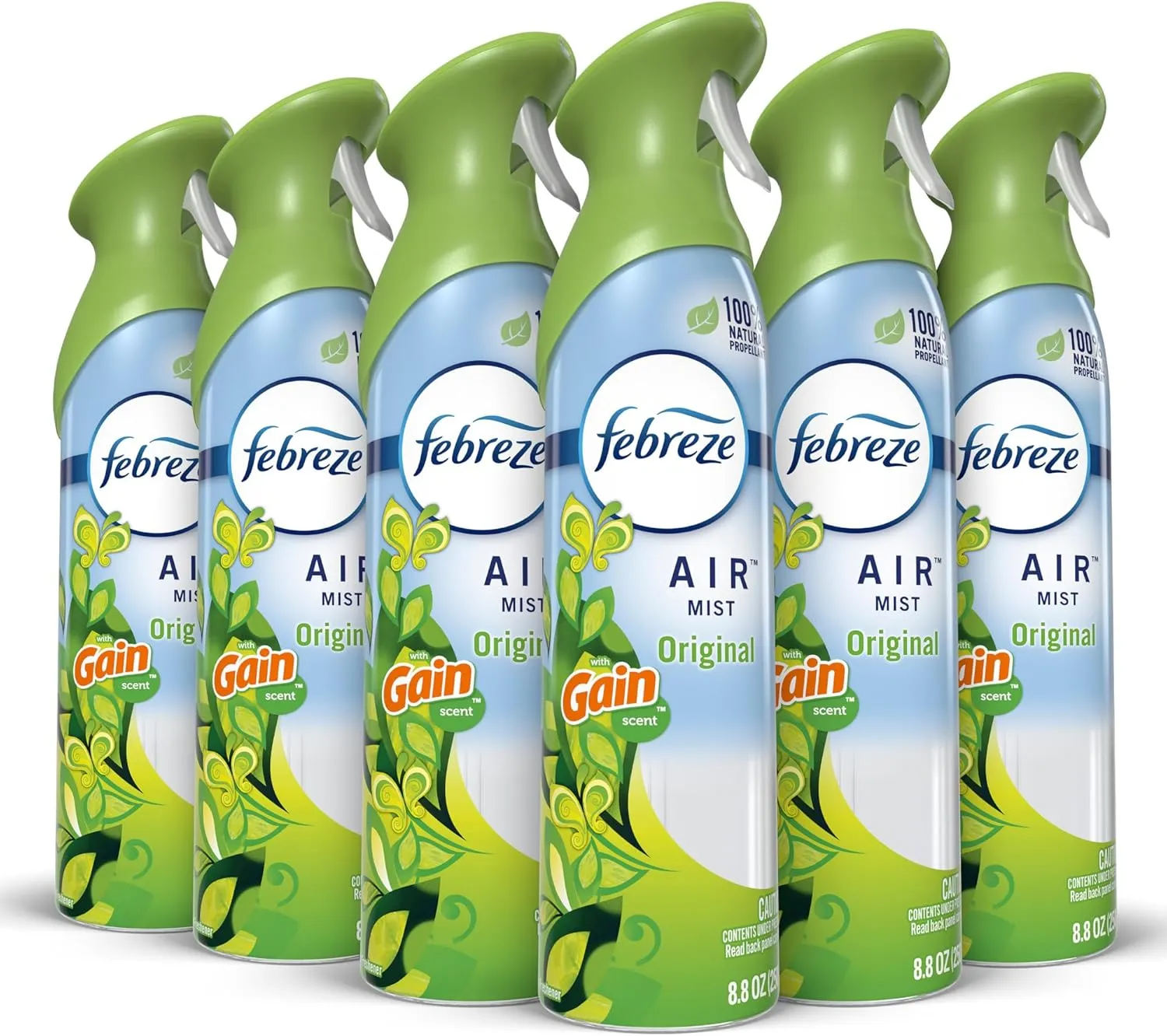 Febreze Air Mist Air Freshener Spray, Odor-Fighting Room Spray, Air Fresheners for Home and Bathroom and Kitchen, Aerosol Can, Gain Original Scent, 8.8oz, 6 Count