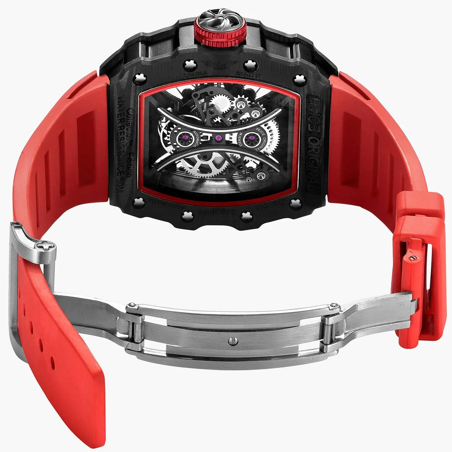 FEICE Men's Automatic Wrist Watch Sapphire Crystal Japanese Movement Skeleton Mechanical Watch Waterproof Sports Wristwatch - FM602