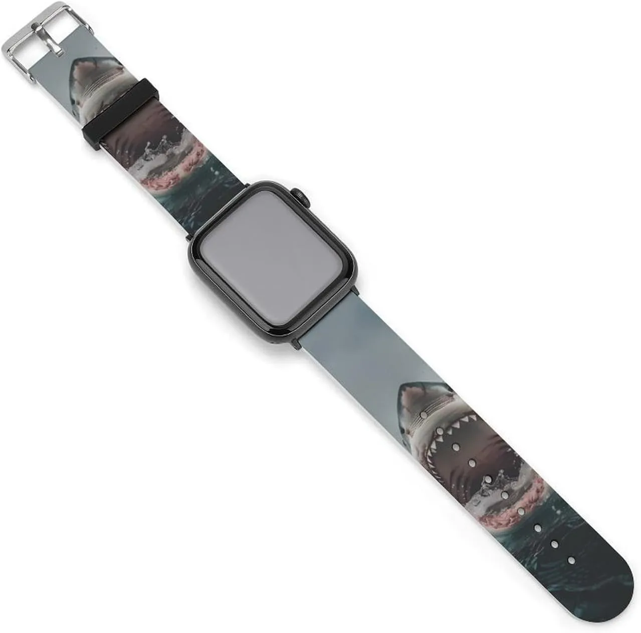 Ferocious White Shark Soft Silicone Watch Band Compatible with IWatch Breathable Adjustable Sport Strap