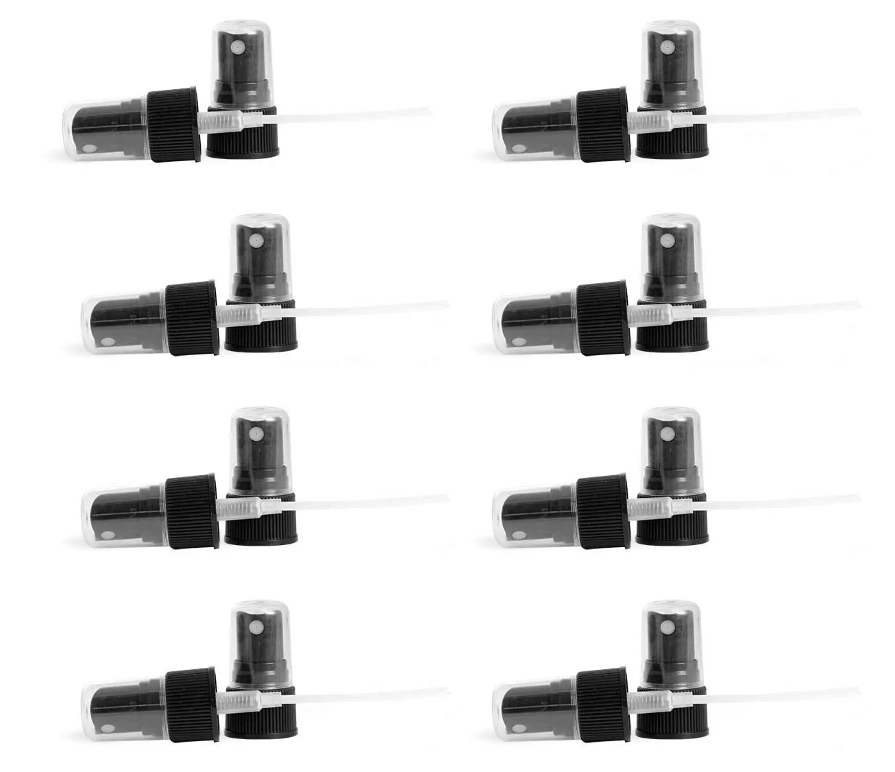 Fine Mist Sprayer Caps 24-410 Pumps with 6 7/8 Tube for Cosmetic Bottles, Plant Care, Household Cleaners - Value Packs of 6 or 24 Spray Tops (24 Pack, Black)