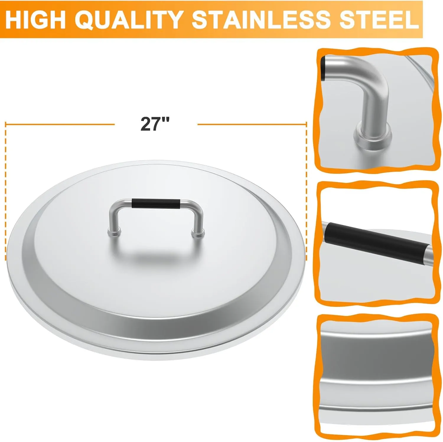 Fire Pit Lid for Solo Stove Yukon 2.0 & 1.0 Accessories, Stainless Steel Fire Pit Cover for Solo Stove Lid 27" Yukon and Other Outdoor Firepit Accessories, Shield with Heat Resistant Handle