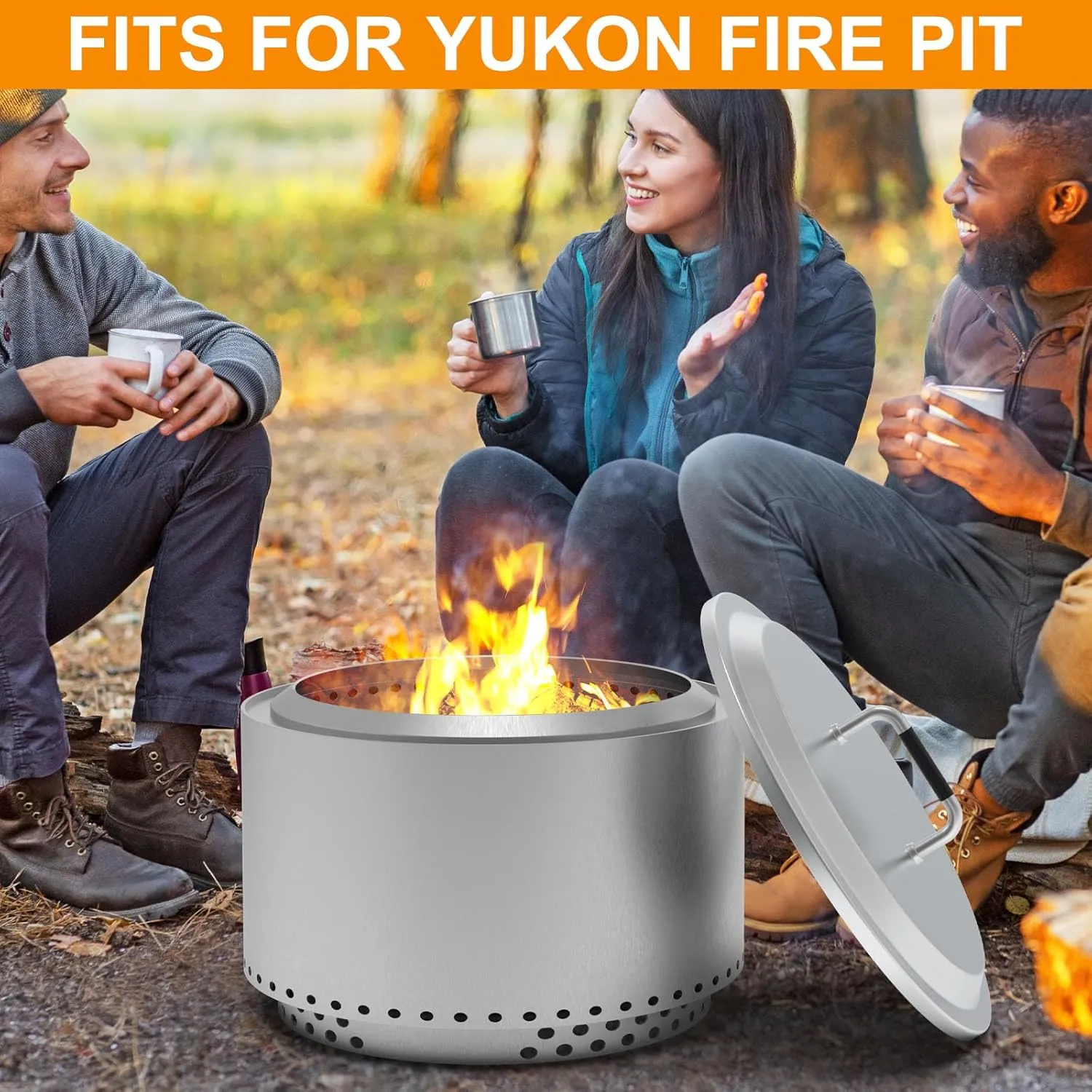 Fire Pit Lid for Solo Stove Yukon 2.0 & 1.0 Accessories, Stainless Steel Fire Pit Cover for Solo Stove Lid 27" Yukon and Other Outdoor Firepit Accessories, Shield with Heat Resistant Handle