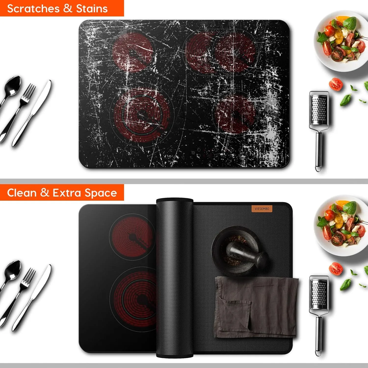 Fireproof Heat Resistant Stove Cover - 28x20 Inch Glass Top Protector for Electric Ovens, Waterproof Cooktop Mat