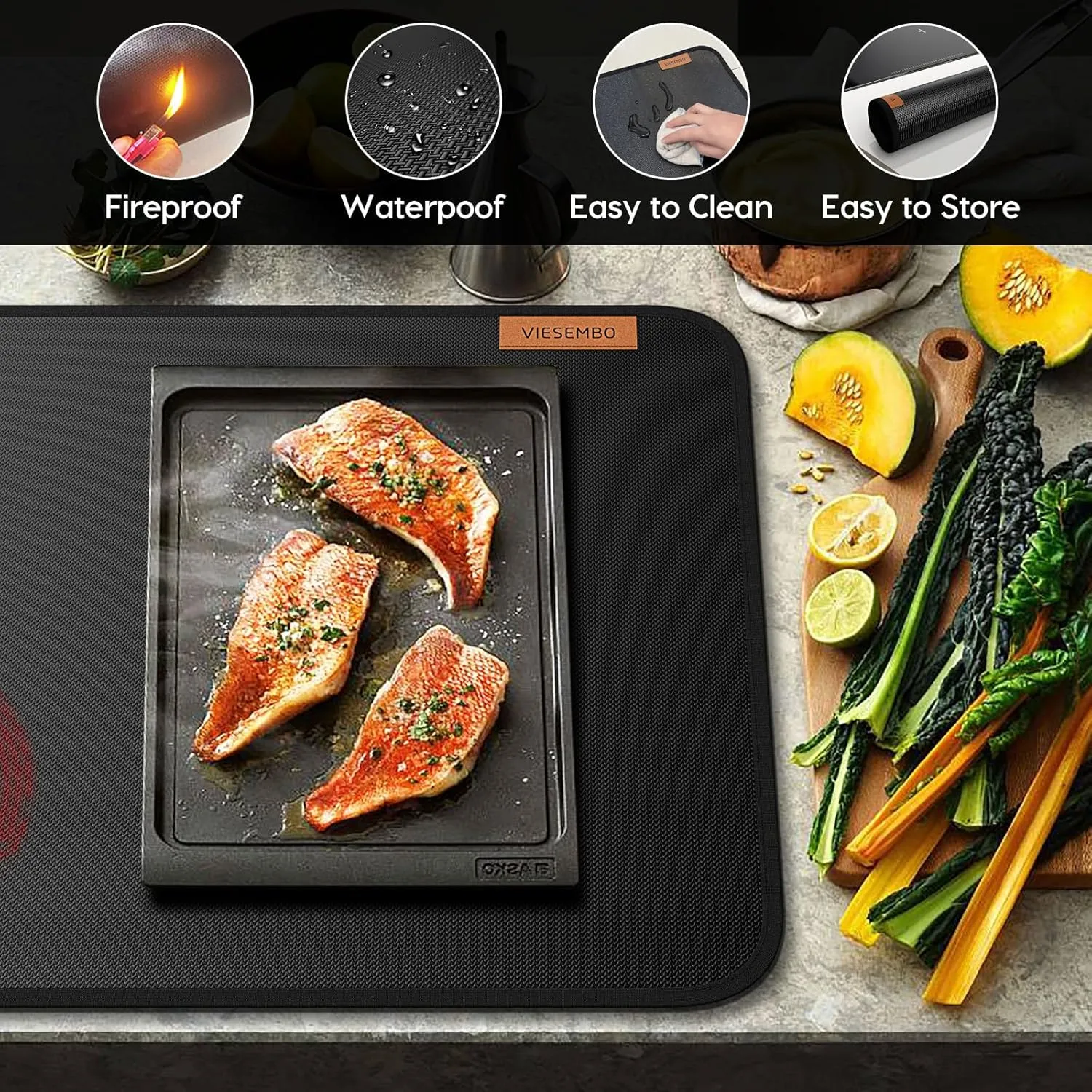 Fireproof Heat Resistant Stove Cover - 28x20 Inch Glass Top Protector for Electric Ovens, Waterproof Cooktop Mat