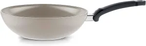 Fissler Ceratal Comfort Ceramic 11 Inch Non-Stick Wok, Warm Grey, Made without PFAS