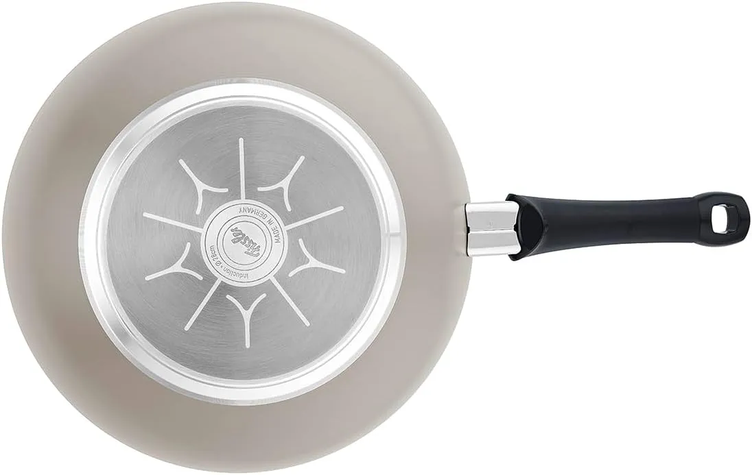 Fissler Ceratal Comfort Ceramic 11 Inch Non-Stick Wok, Warm Grey, Made without PFAS