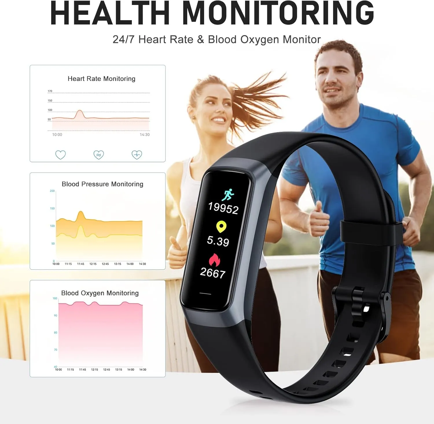 Fitness Tracker, Blood Pressure Watch with 24/7 Heart Rate, Step Counter for Walking, Step Trackers Activity Pedometer for Women Men Android iOS