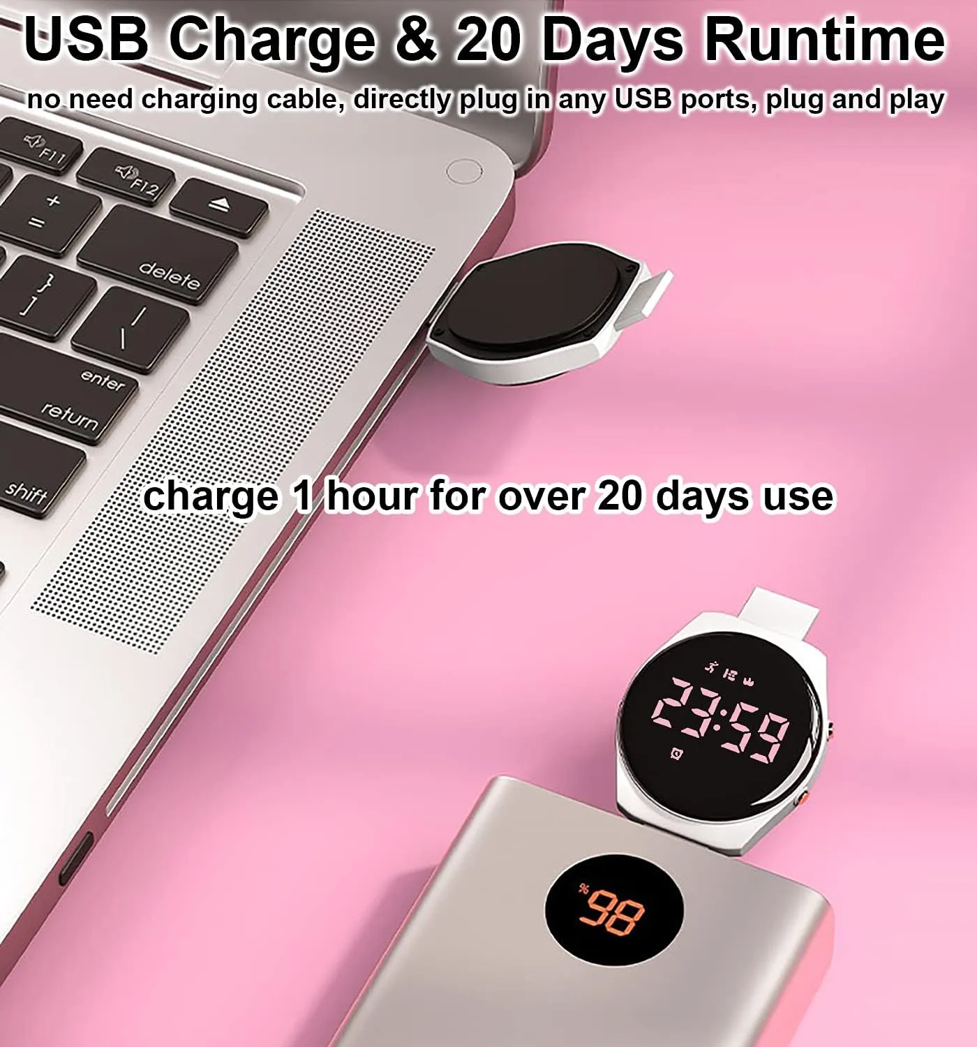 Fitness Tracker Pedometer Watch, No App No Phone Required, USB Charge 1 Hour for 20 Days Use, IP68 Waterproof Digital Watch with Alarm Clock Timer Distance Step Tracker for Kid Teen Boys Girls
