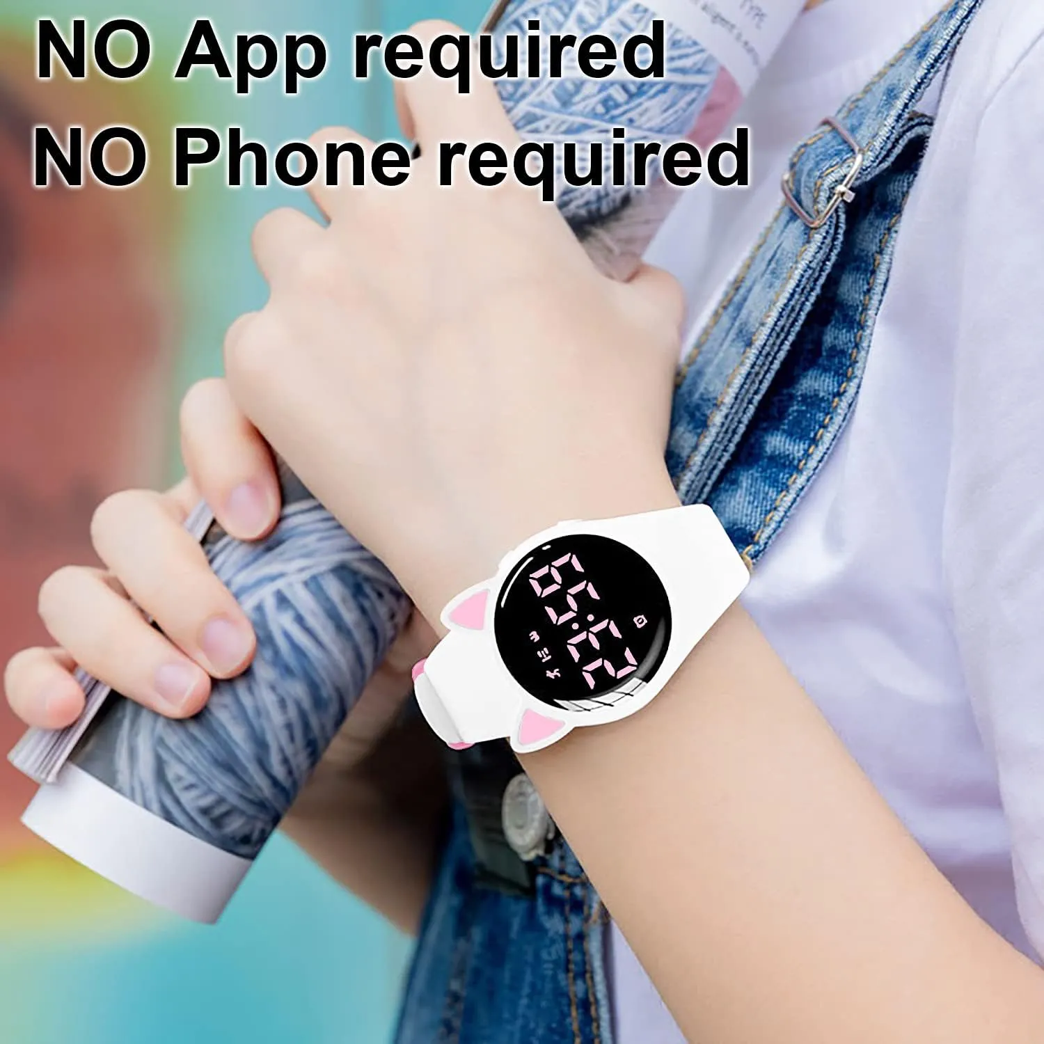 Fitness Tracker Pedometer Watch, No App No Phone Required, USB Charge 1 Hour for 20 Days Use, IP68 Waterproof Digital Watch with Alarm Clock Timer Distance Step Tracker for Kid Teen Boys Girls