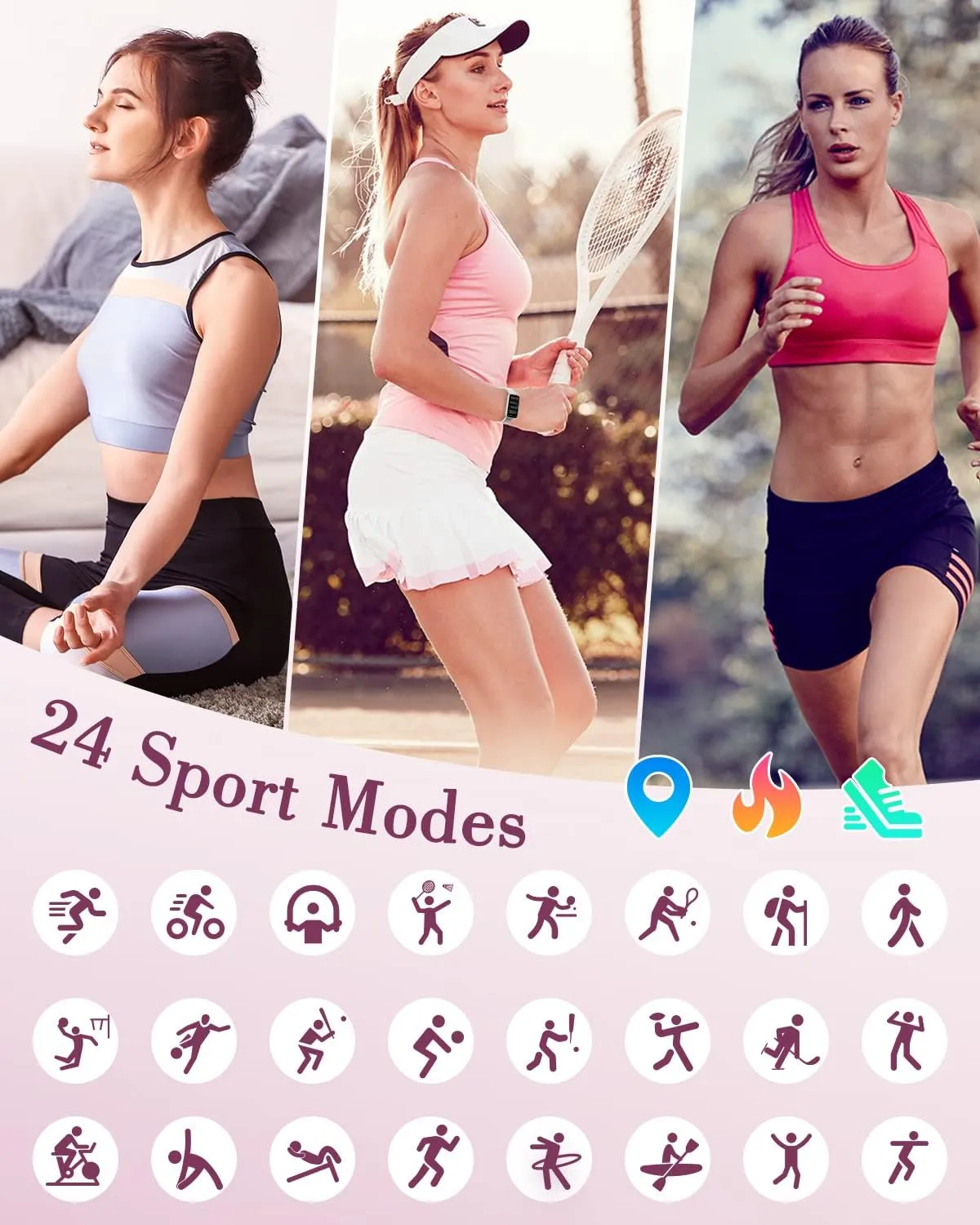 Fitness Watches for Women, LYNN2 Fitness Tracker with Heart Rate Monitor Blood Oxygen/Sleep Tracker Pedometer, Slim Step Tracker Watch for iOS/Android Phones Waterproof Gray