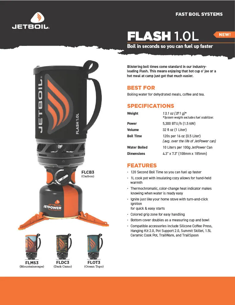 Flash 1.0L Personal Cooking System Camp Stove NEW