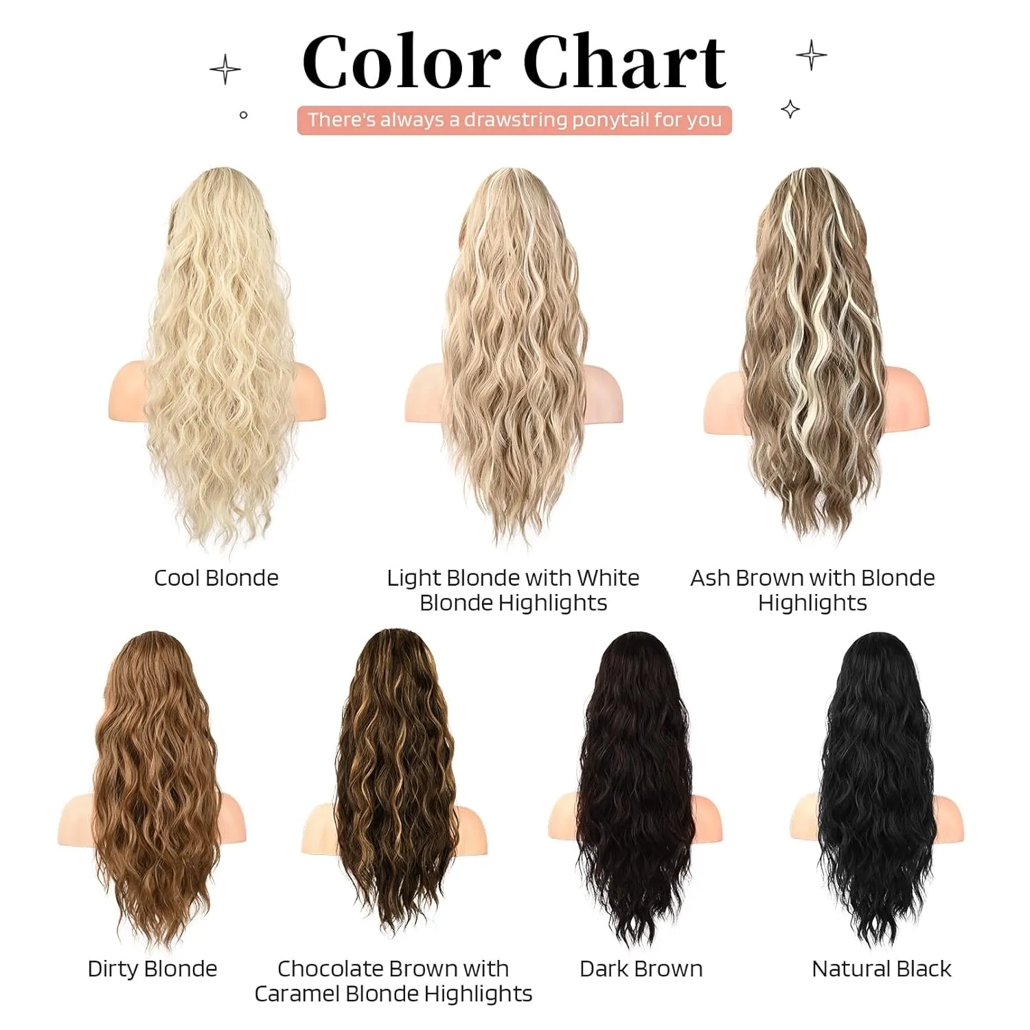 Flufymooz Ponytail Extension, 22 Inch Drawstring Ponytail Hair Extensions for Women， Long Curly Wavy Pony Tail Natural Wavy Synthetic Hairpiece for Women Daily Use party (22 Inch Cool Blonde)
