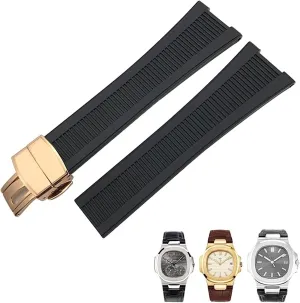 For PATEK PHILIPPE Notch Shape Rubber Silicone Watch Strap Waterproof Watch Bands Nautilus Men