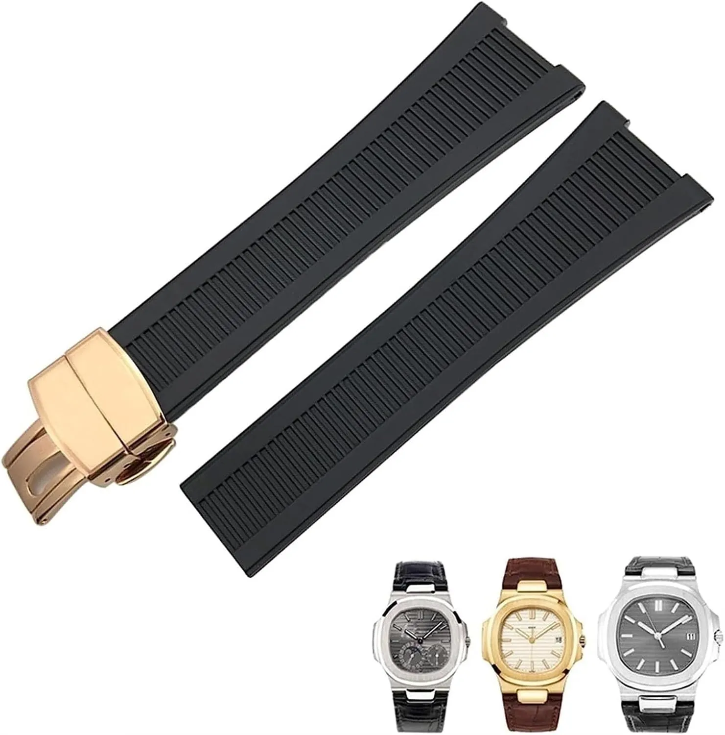 For PATEK PHILIPPE Notch Shape Rubber Silicone Watch Strap Waterproof Watch Bands Nautilus Men