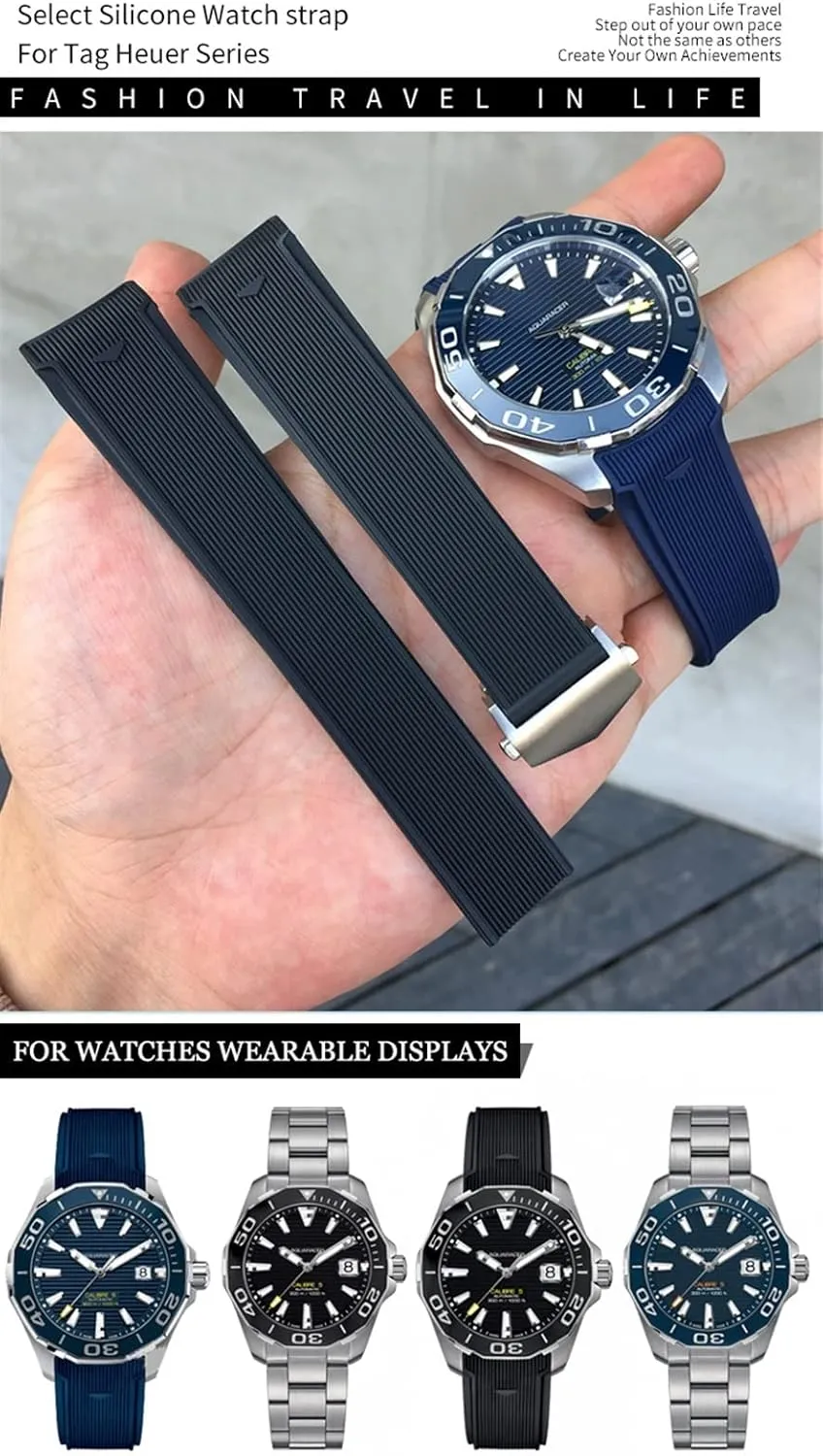 For TAG HEUER AQUARACER 300 WAY201B CALIBRE 20mm 22mm Rubber Silicone Watch Strap Waterproof Bracelet Watchband