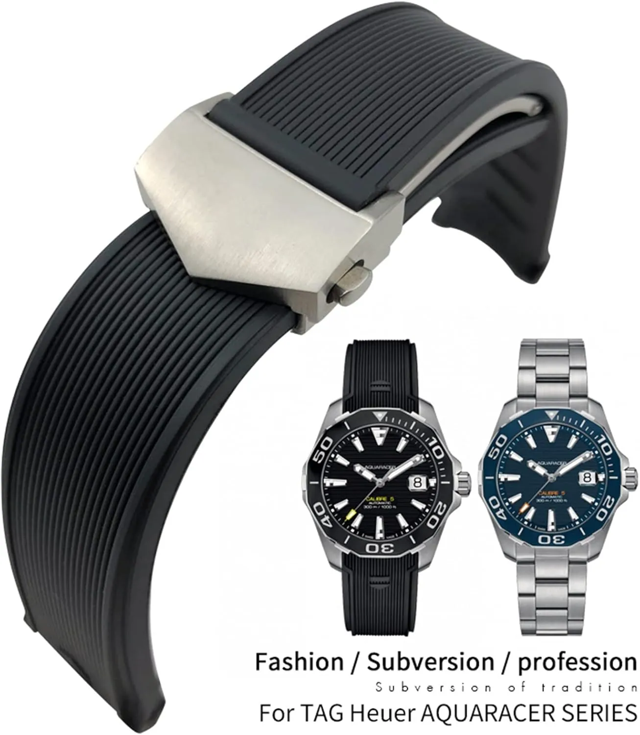 For TAG HEUER AQUARACER 300 WAY201B CALIBRE 20mm 22mm Rubber Silicone Watch Strap Waterproof Bracelet Watchband