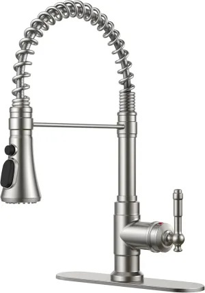 FORIOUS Vintage Kitchen Faucet Pull Down Sprayer Brushed Nickel Stainless Steel, High Arc Single Handle Antique Sink Faucet 1 or 3 Holes for Farmhouse Camper RV Wet Bar