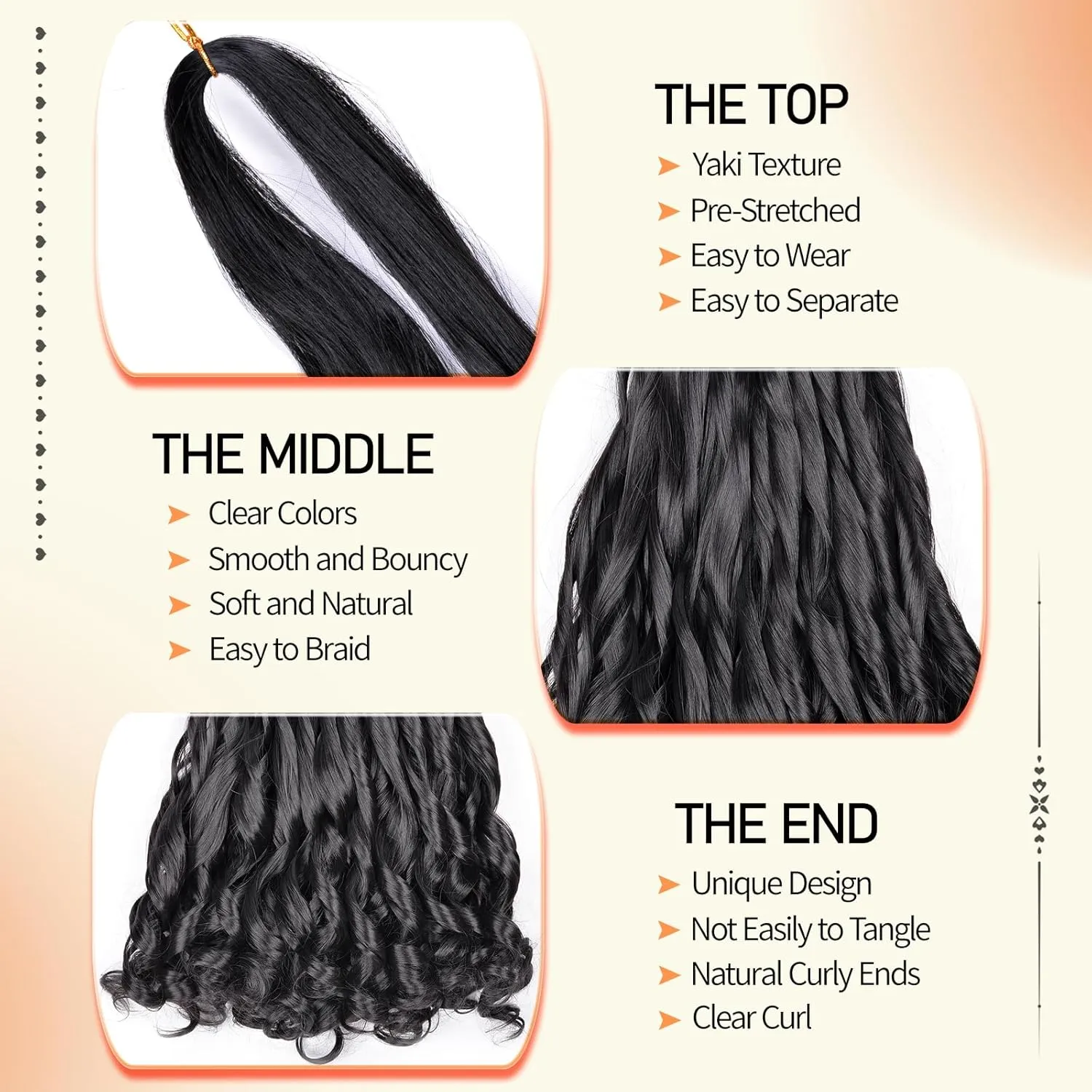 French Curl Braiding Hair 22 Inch 75g/Pack Crochet Hair for Black Women 8 Packs Black Loose Wavy Pre Stretched Braiding Hair Synthetic Hair Extensions (22 Inch,8 Packs,1B)