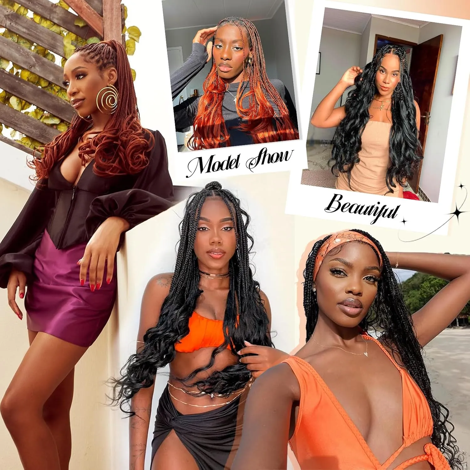 French Curl Braiding Hair 22 Inch 75g/Pack Crochet Hair for Black Women 8 Packs Black Loose Wavy Pre Stretched Braiding Hair Synthetic Hair Extensions (22 Inch,8 Packs,1B)