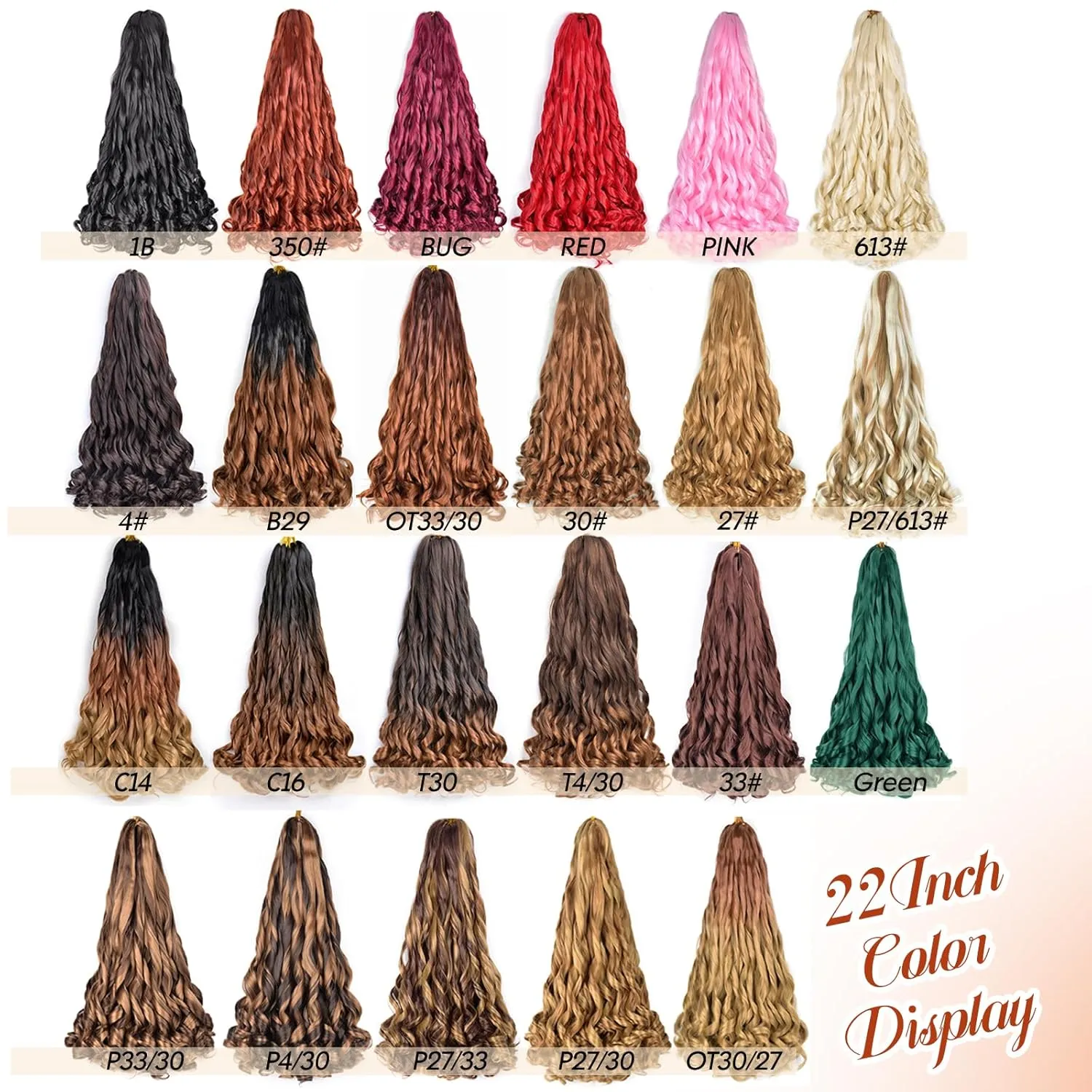 French Curl Braiding Hair 22 Inch 75g/Pack Crochet Hair for Black Women 8 Packs Black Loose Wavy Pre Stretched Braiding Hair Synthetic Hair Extensions (22 Inch,8 Packs,1B)