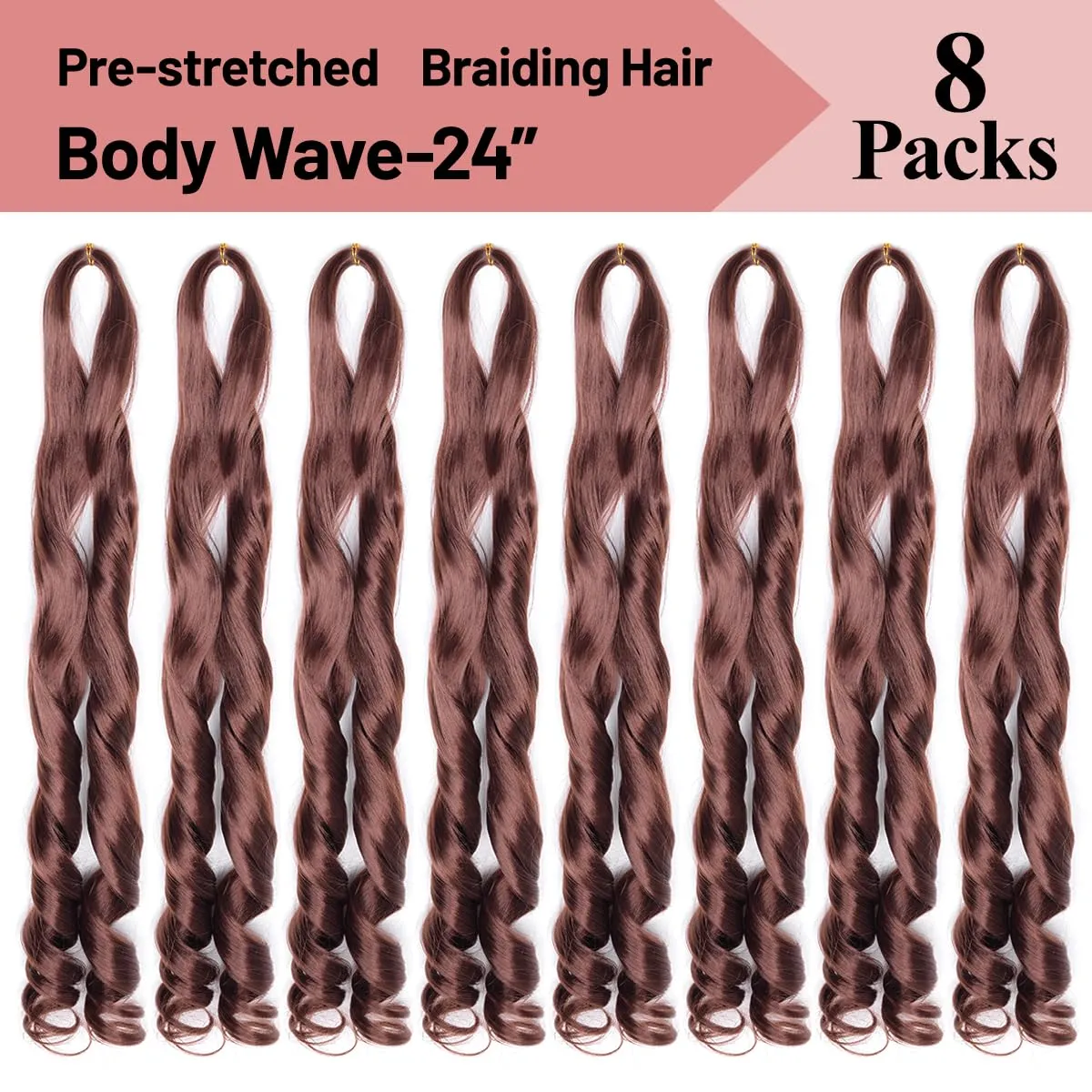 French Curls Braiding Hair 33# Synthetic Bouncy Braiding Hair Extensions 75g/pack French Curly Crochet Hair Extensions 24inch(24 Inch,8 Packs,33#)