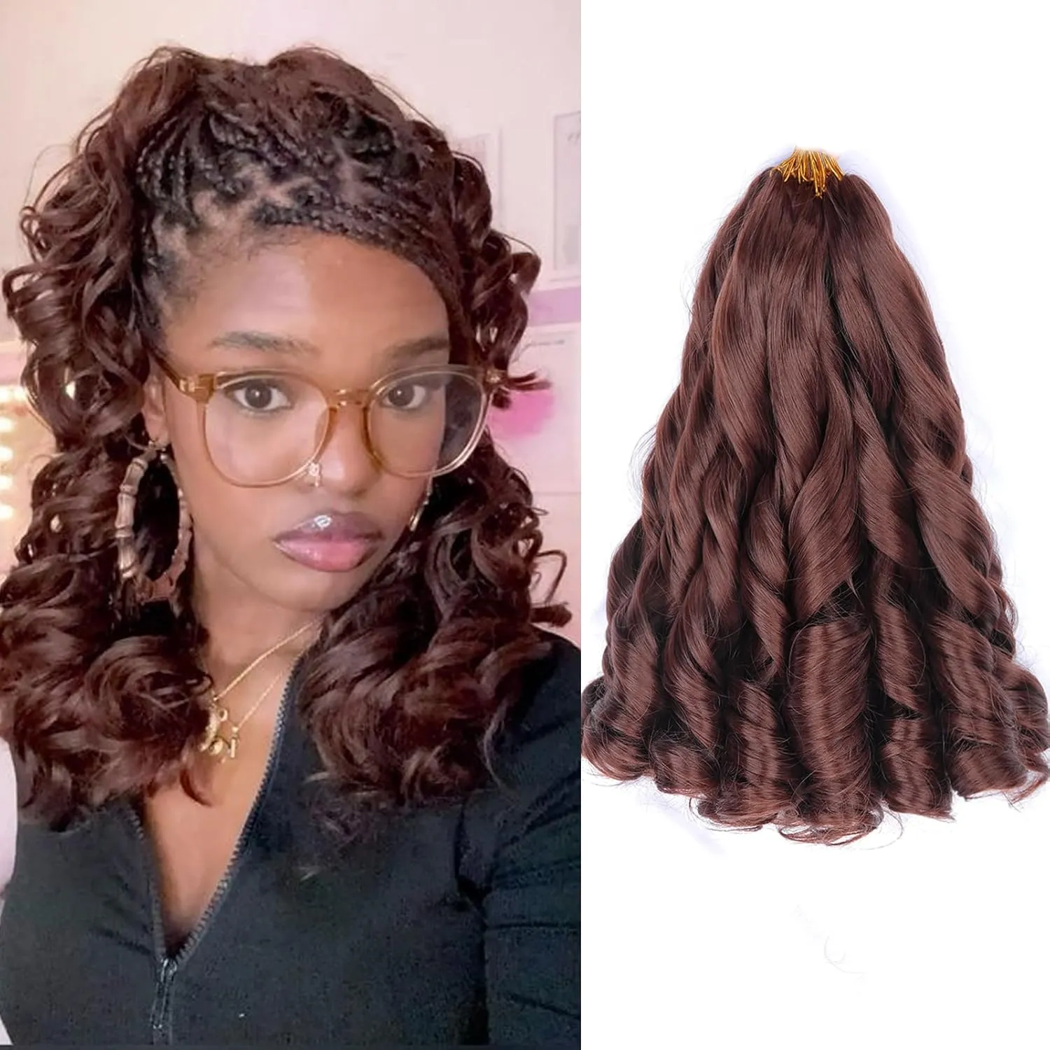 French Curly Braiding Hair 12 Inch 8 Packs Pre-Stretched Synthetic Loose Wavy Extensions 50g/Pack (12 Inch, 8 Packs, 33#)