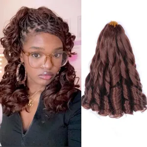 French Curly Braiding Hair 12 Inch 8 Packs Pre-Stretched Synthetic Loose Wavy Extensions 50g/Pack (12 Inch, 8 Packs, 33#)