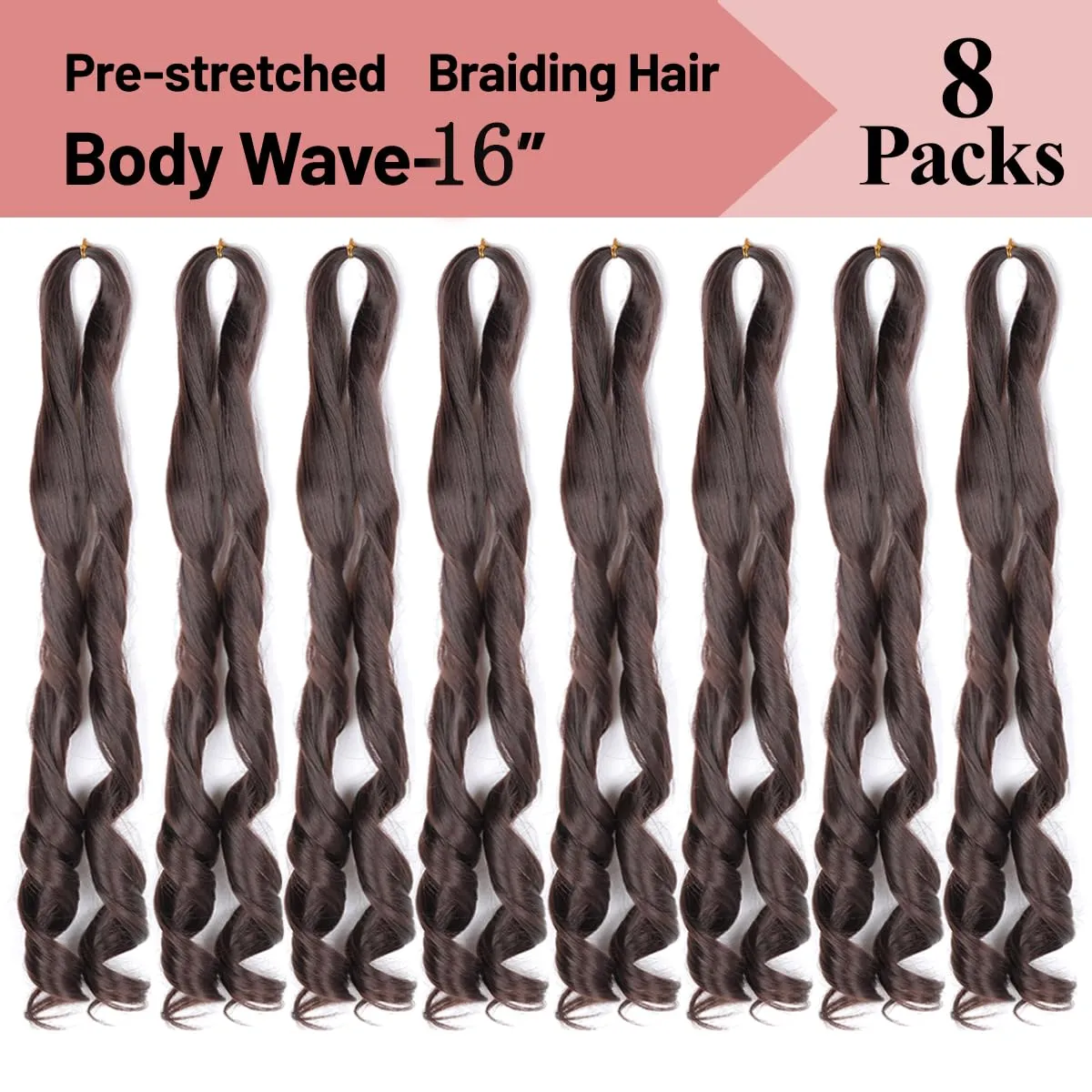 French Curly Braiding Hair,16Inch 8Pack Loose Wavy Bouncy Braiding Hair Extensions 4# Brown 75g/Pack French Curls Synthetic Hair Extensions(16 Inch,8 Packs,4#)