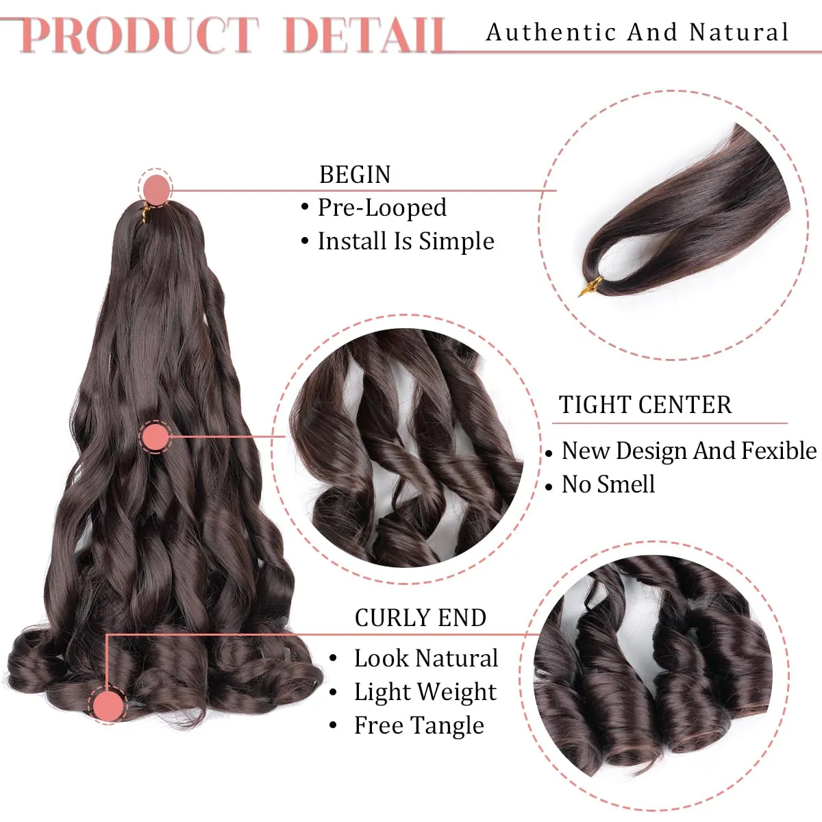 French Curly Braiding Hair,16Inch 8Pack Loose Wavy Bouncy Braiding Hair Extensions 4# Brown 75g/Pack French Curls Synthetic Hair Extensions(16 Inch,8 Packs,4#)