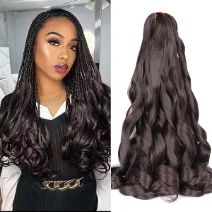 French Curly Braiding Hair,16Inch 8Pack Loose Wavy Bouncy Braiding Hair Extensions 4# Brown 75g/Pack French Curls Synthetic Hair Extensions(16 Inch,8 Packs,4#)
