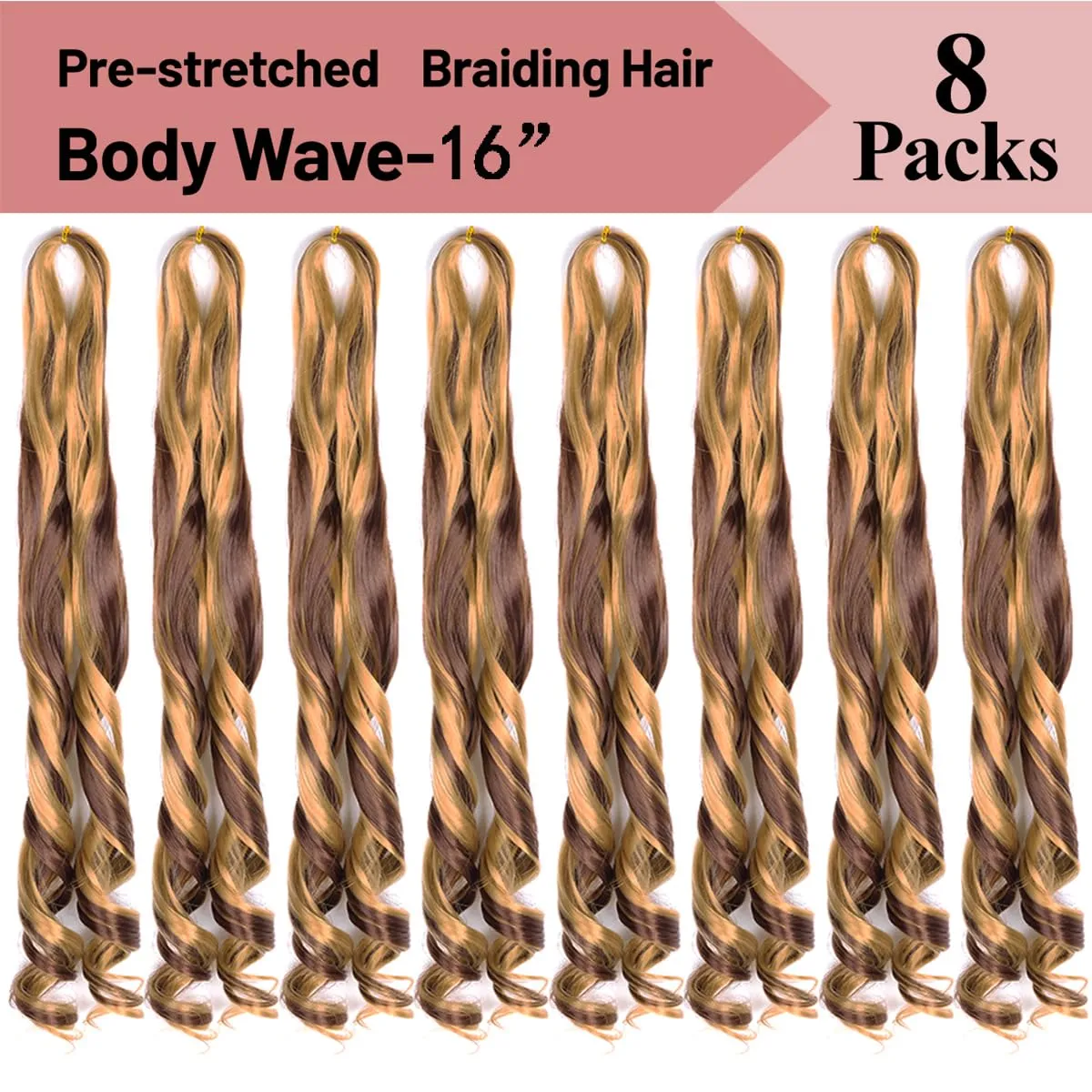French Curly Braiding Hair,16Inch 8Pack Loose Wavy Bouncy Braiding Hair Extensions P27/33 75g/Pack French Curls Synthetic Hair Extensions(16 Inch,8 Packs,P27/33)