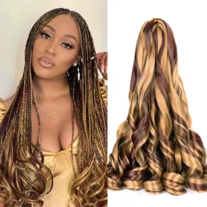 French Curly Braiding Hair,16Inch 8Pack Loose Wavy Bouncy Braiding Hair Extensions P27/33 75g/Pack French Curls Synthetic Hair Extensions(16 Inch,8 Packs,P27/33)