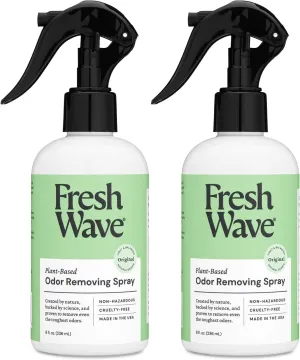 Fresh Wave Odor Eliminator Spray & Air Freshener, 8 oz., Pack of 2 - Odor Absorbers for Home, Safer Odor Relief, Natural Plant-Based Odor Eliminator, For Furniture, Fabrics & Trash