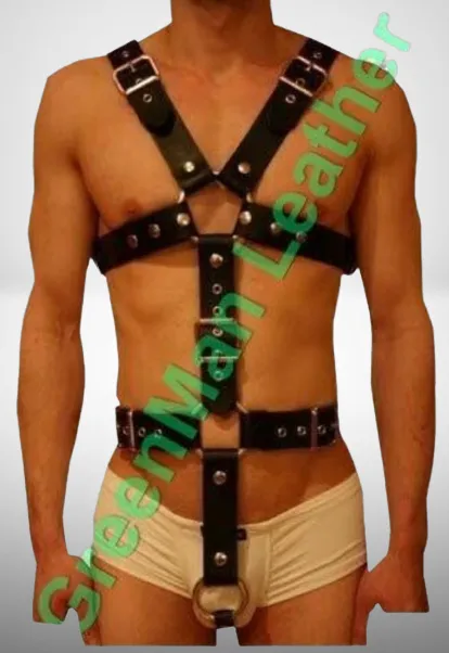 Full Body Mens Leather Harness with Cock Ring