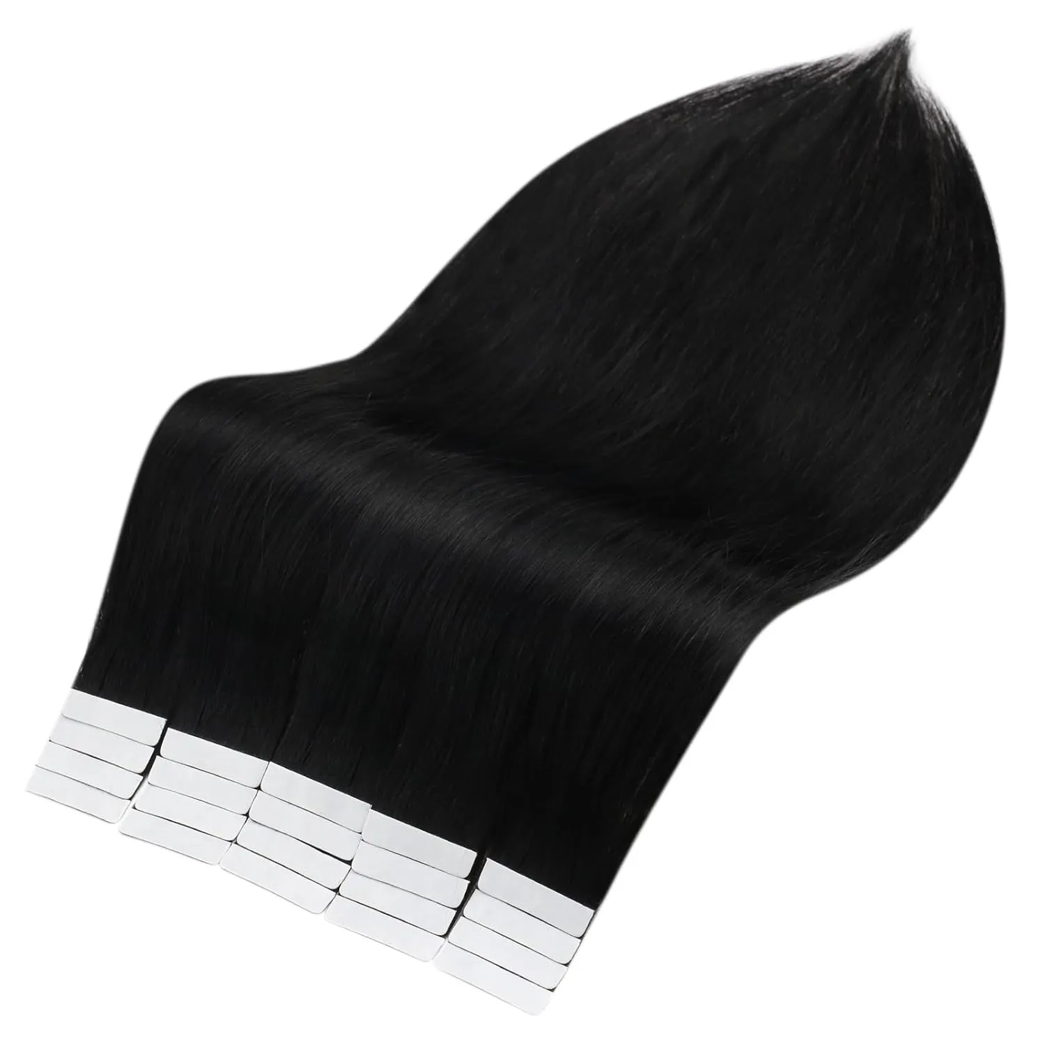 Full Shine Tape in Hair Extensions Human Hair 22 Inch Invisible Tape in Hair Extensions Human Hair Color 1 Jet Black Double Sided Seamless Tape in Extensions 40 Pcs Add Length 100 Gram For Party
