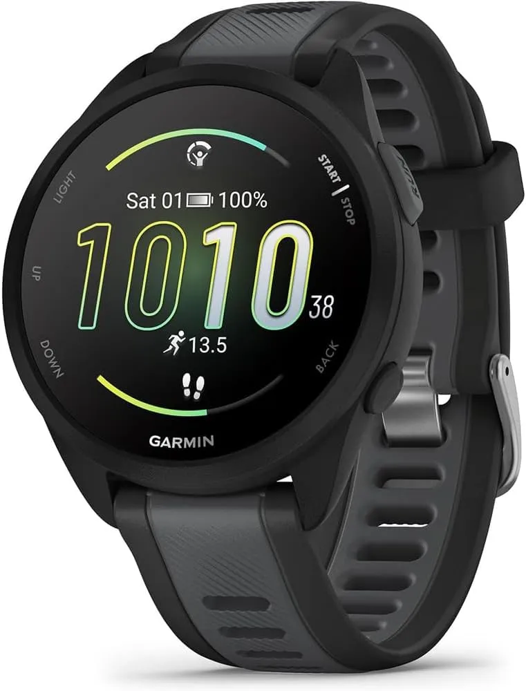 Garmin 010-02863-20 Forerunner 165 Smart Sport Watch, Black   Slate Gray | Official USA Partner Model | Bundle with 2 YR CPS Enhanced Protection Pack