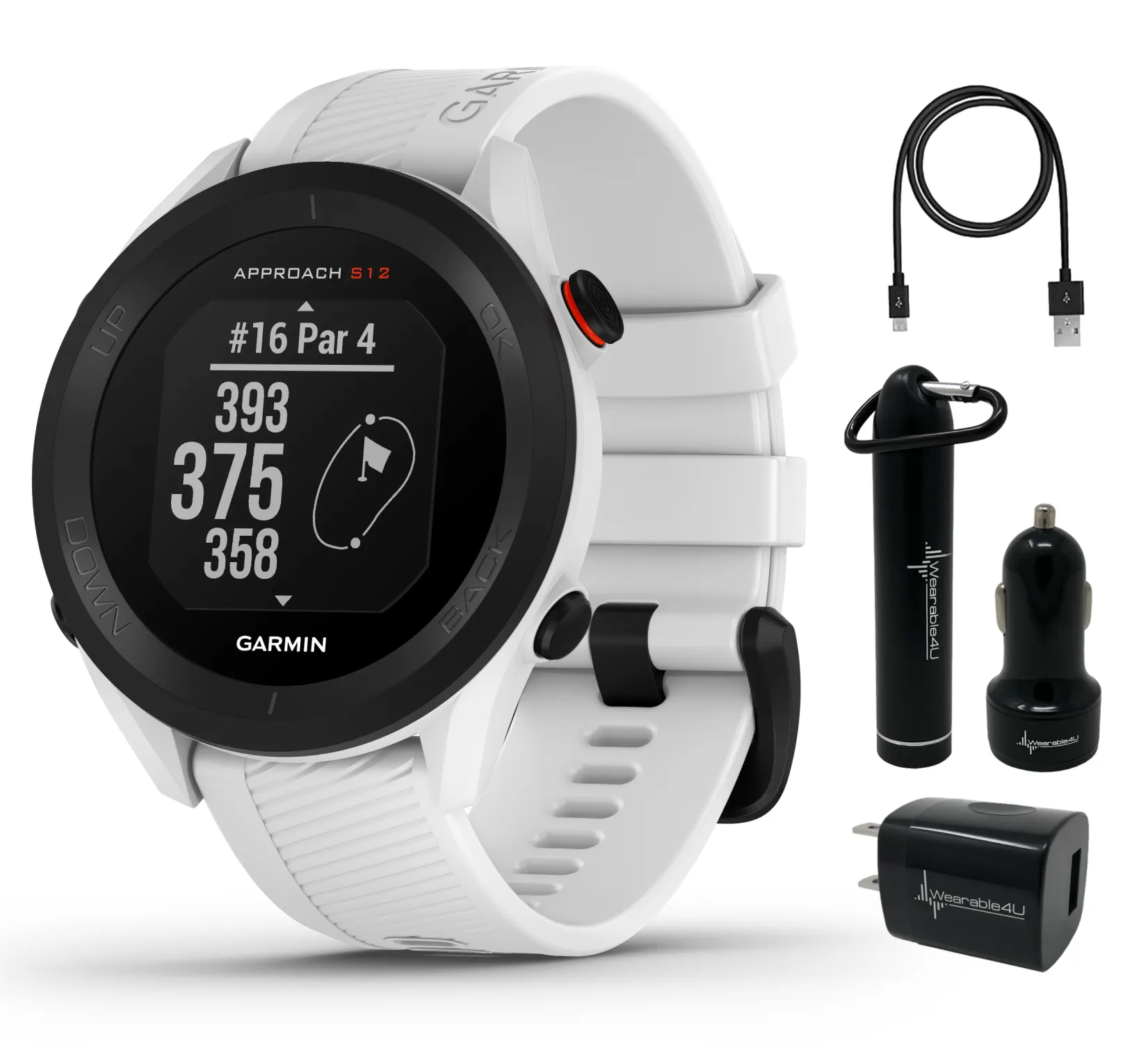Garmin Approach S12 Premium GPS Golf Watch with Wearable4U Bundle