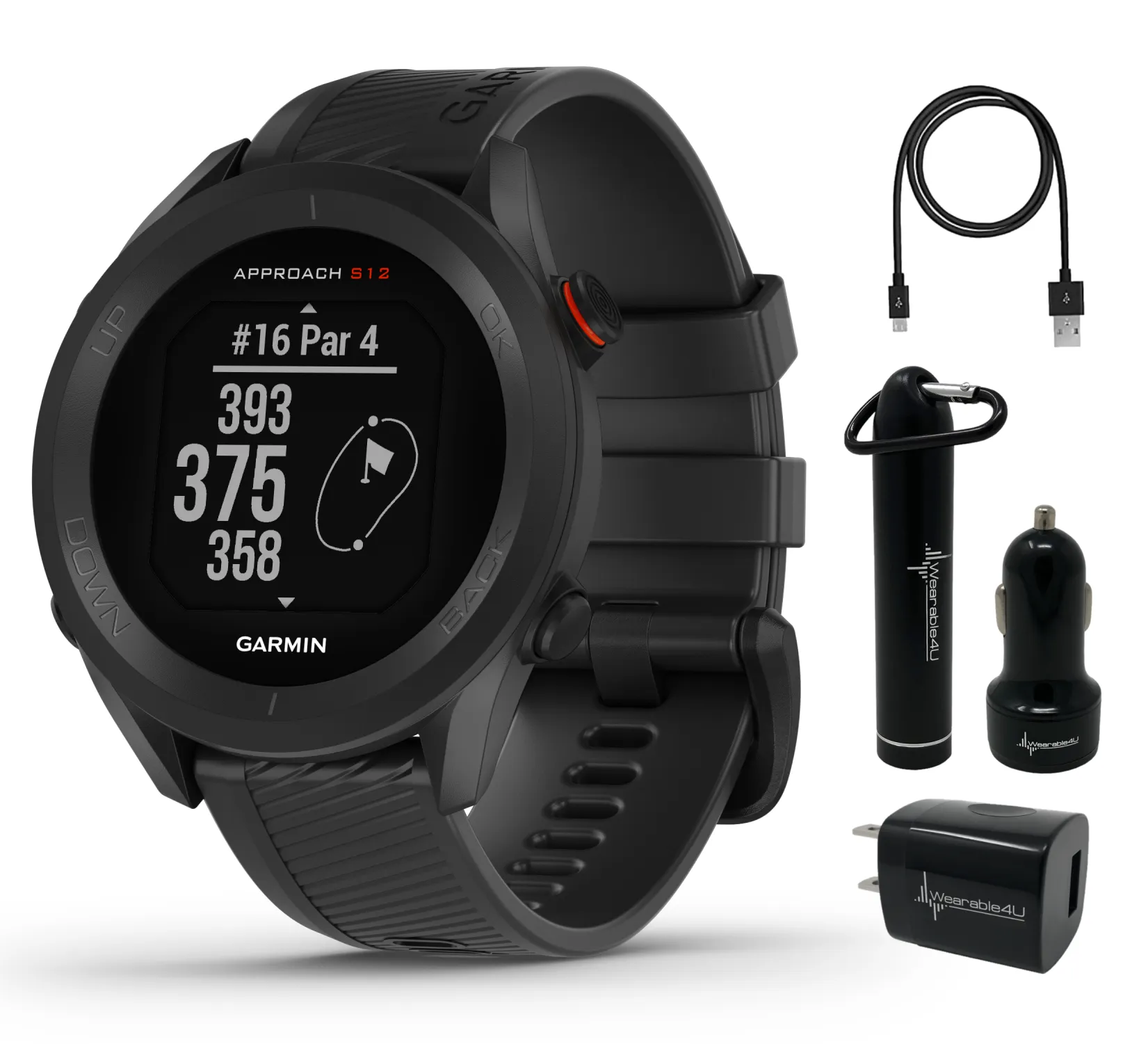 Garmin Approach S12 Premium GPS Golf Watch with Wearable4U Bundle