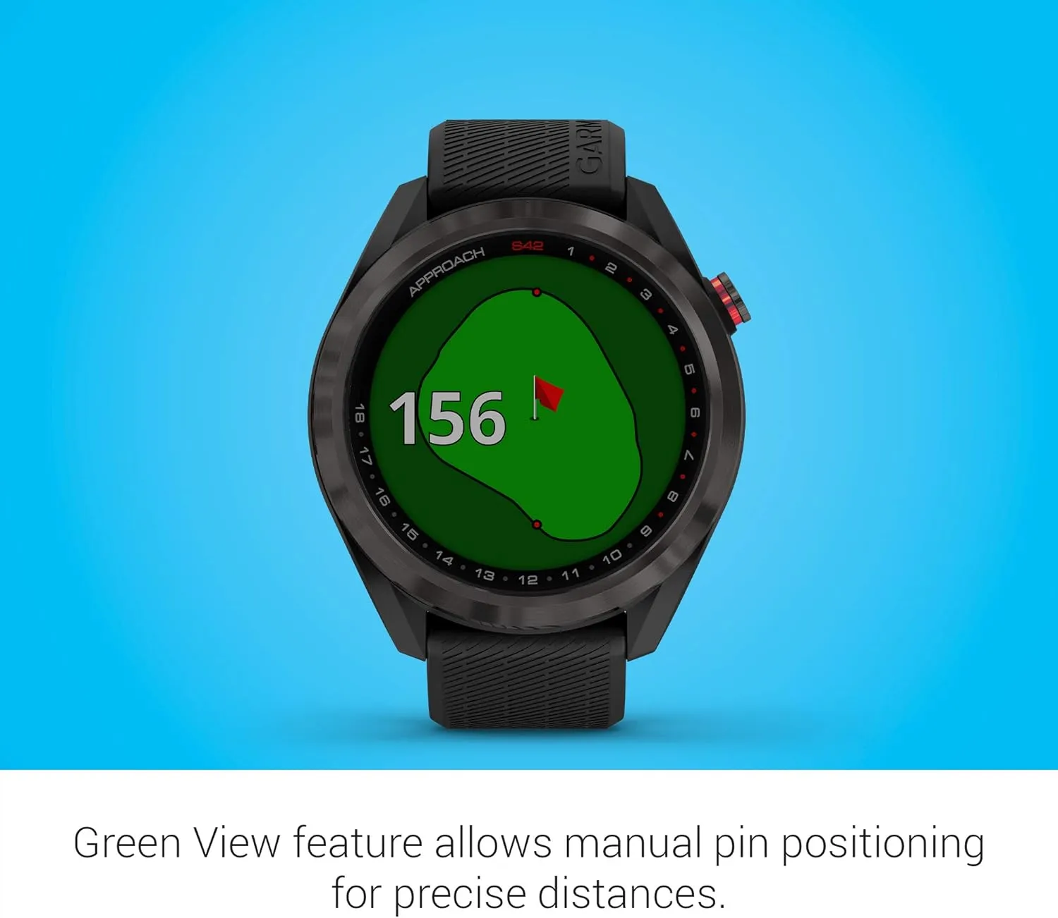 Garmin Approach S42, GPS Golf Smartwatch, Lightweight with 1.2" Touchscreen, 42k  Preloaded Courses, Gunmetal Ceramic Bezel and Black Silicone Band, 010-02572-10
