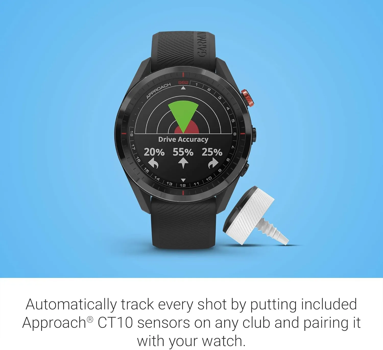 Garmin Approach S62 Bundle, Premium Golf GPS Watch with 3 CT10 Club Tracking Sensors, Built-in Virtual Caddie, Mapping and Full Color Screen, Black (Renewed)