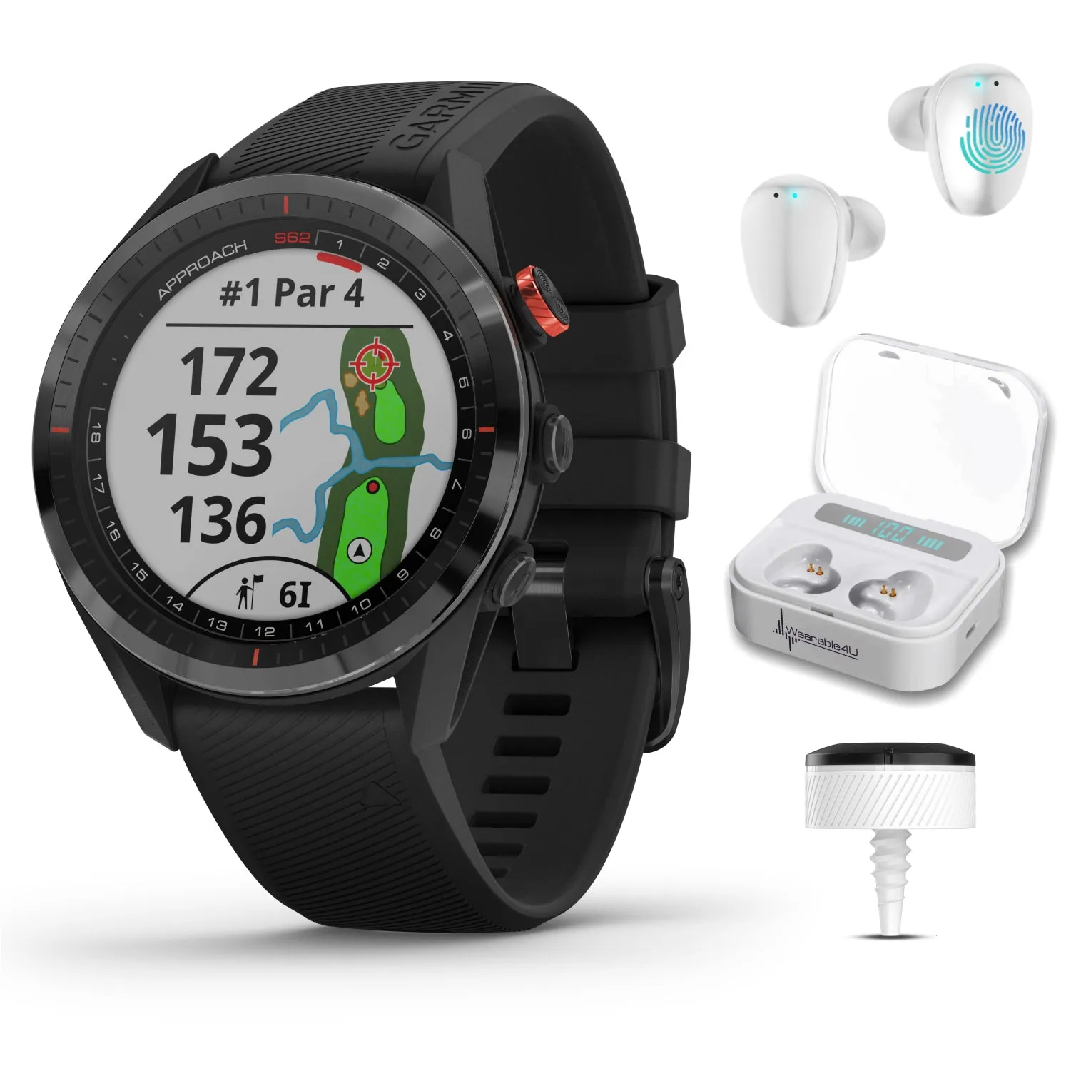 Garmin Approach S62 Premium GPS Black or White Golf Watch with included Bundle