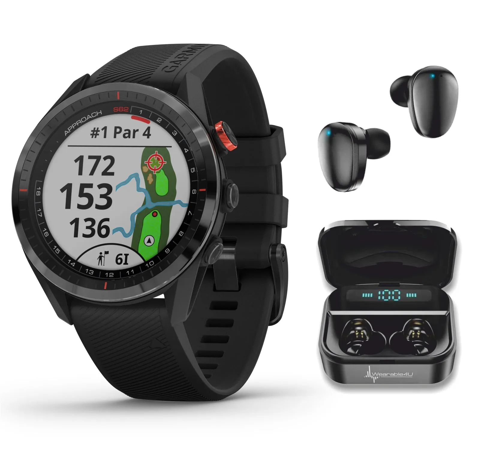 Garmin Approach S62 Premium GPS Black or White Golf Watch with included Bundle