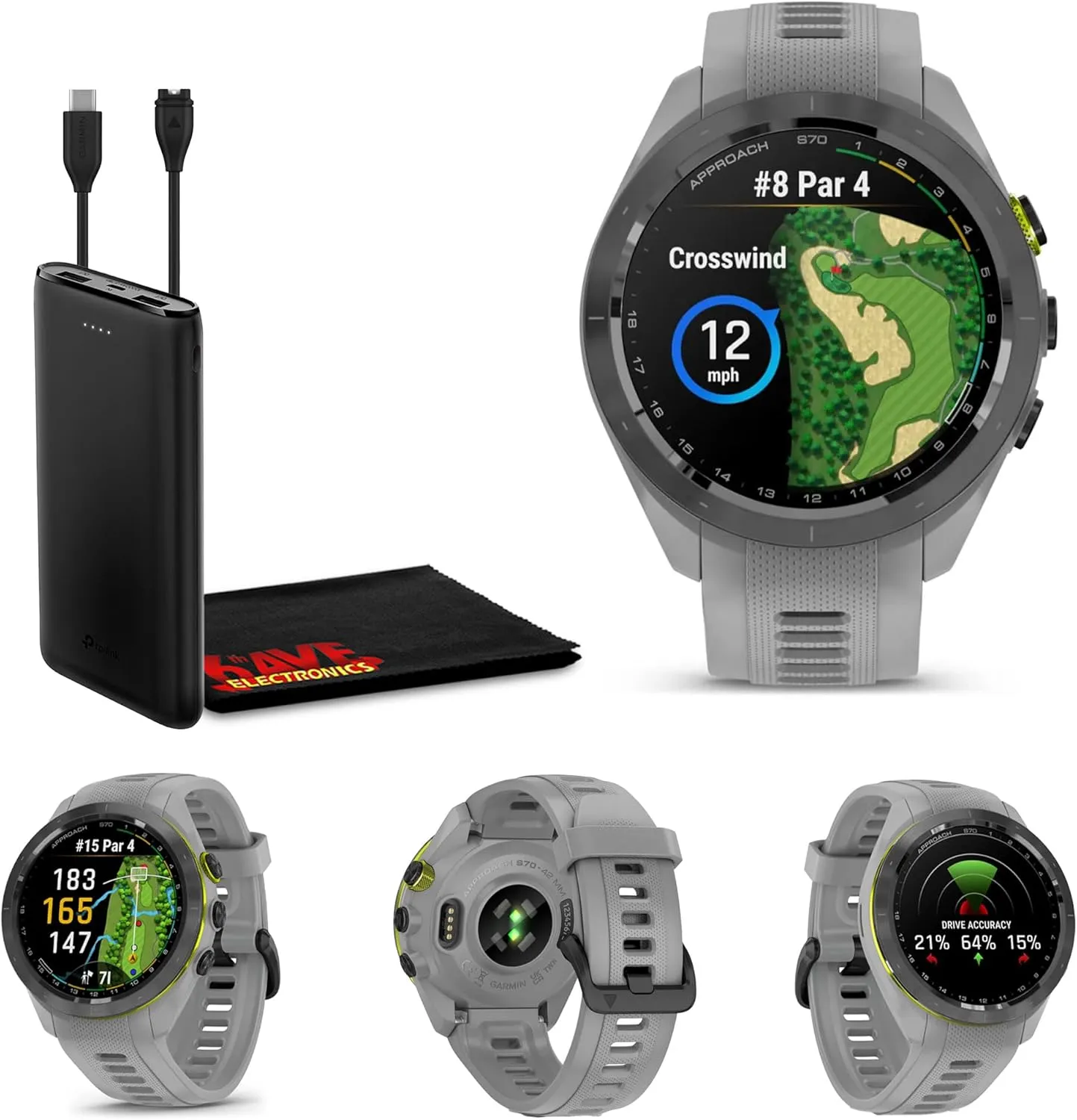 Garmin Approach S70 42MM Fitness Tracker Watch, Golf GPS Premium Smartwatch for Men, 1.2" Touchscreen AMOLED Display and 42000 Preloaded Courses - Gray - Garmin Watches for Men