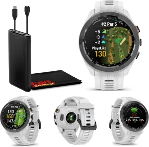 Garmin Approach S70 42mm Fitness Tracker Watch, GPS Golf Smartwatch for Men, 1.2" Touchscreen AMOLED Display and 42000 Preloaded Courses -White- Garmin Watches for Men