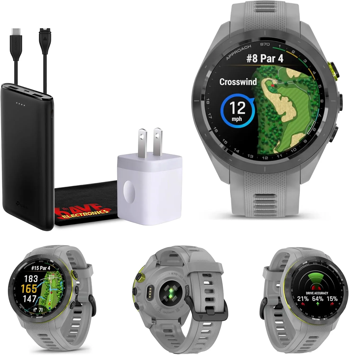 Garmin Approach S70 42MM GPS Golf Fitness Tracker Premium Smartwatch for Men, Lightweight 1.2" Touchscreen AMOLED Display and 42000 Preloaded Courses -Gray- Garmin Watches for Men