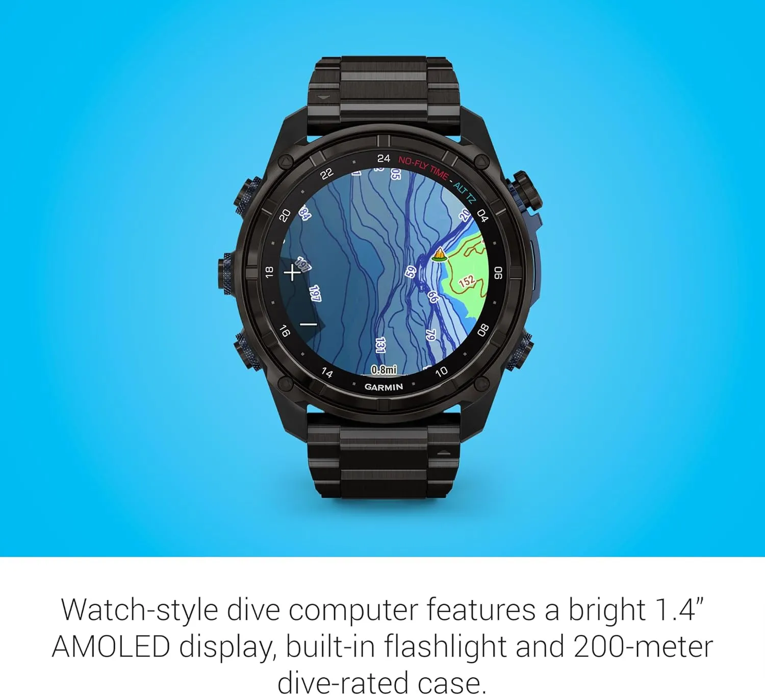 Garmin Descent™ Mk3i, Dive Computer and Multisport GPS Smartwatch, Air Integration, Black Titanium