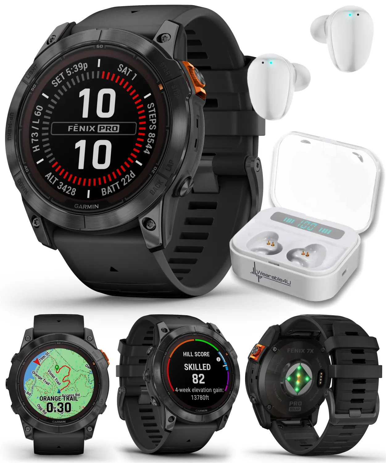 Garmin Fenix 7 Pro Solar Series Multisport GPS 42/47/51 mm Smartwatch | Wearable4U Bundle