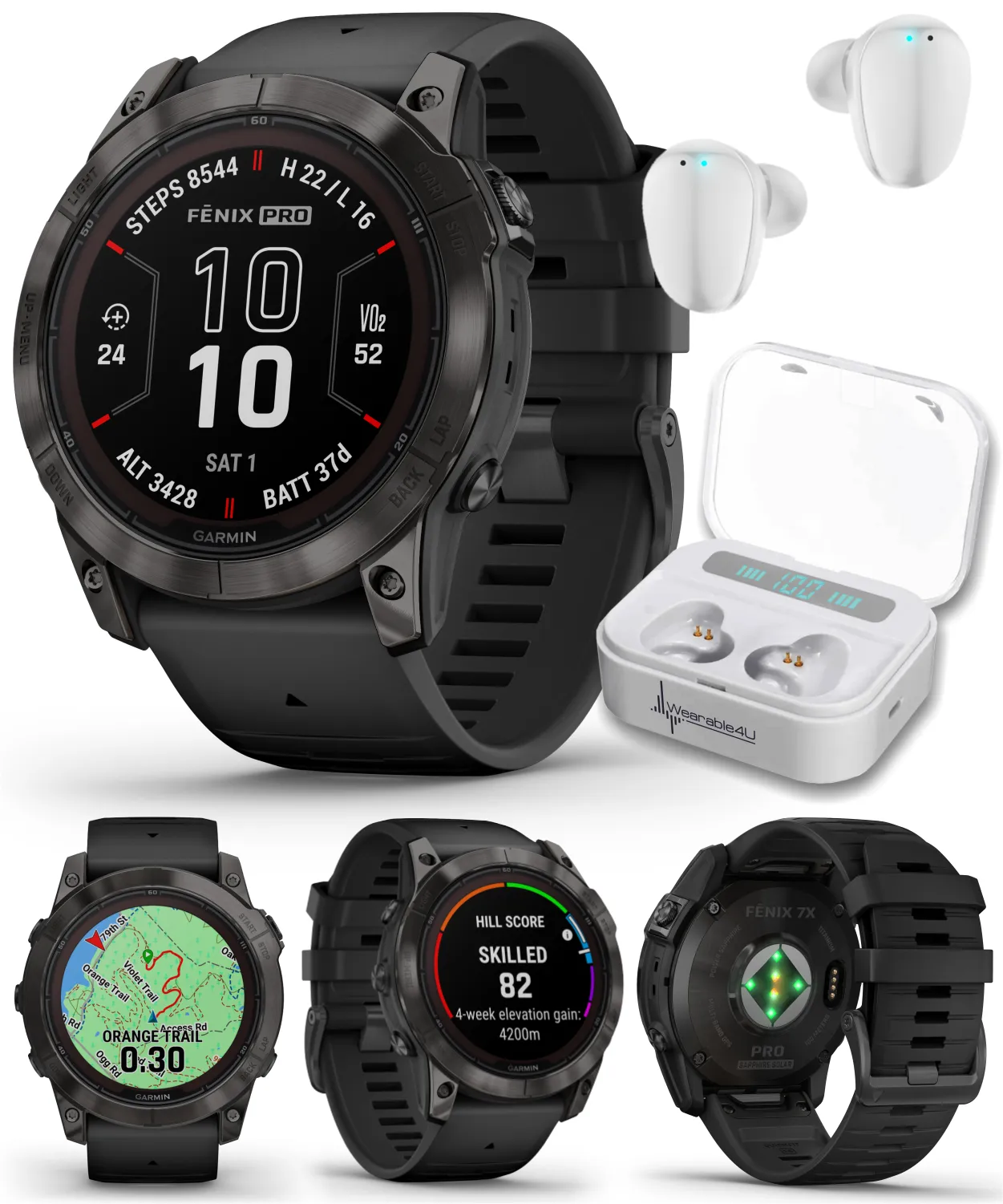 Garmin Fenix 7 Pro Solar Series Multisport GPS 42/47/51 mm Smartwatch | Wearable4U Bundle